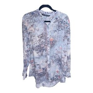 Peruvian Connection Blue Floral Blouse